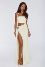 Secret Bloomers Halter Maxi Dress Yellow