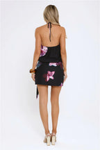 Twilight Bloom Nights Halter Mini Dress Floral