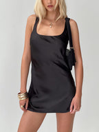90s Baby Satin Mini Dress Black