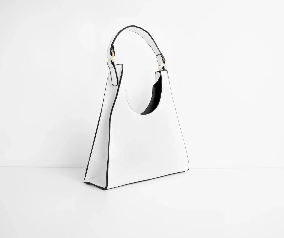 Better Days Faux Leather Triangle Croc Bag