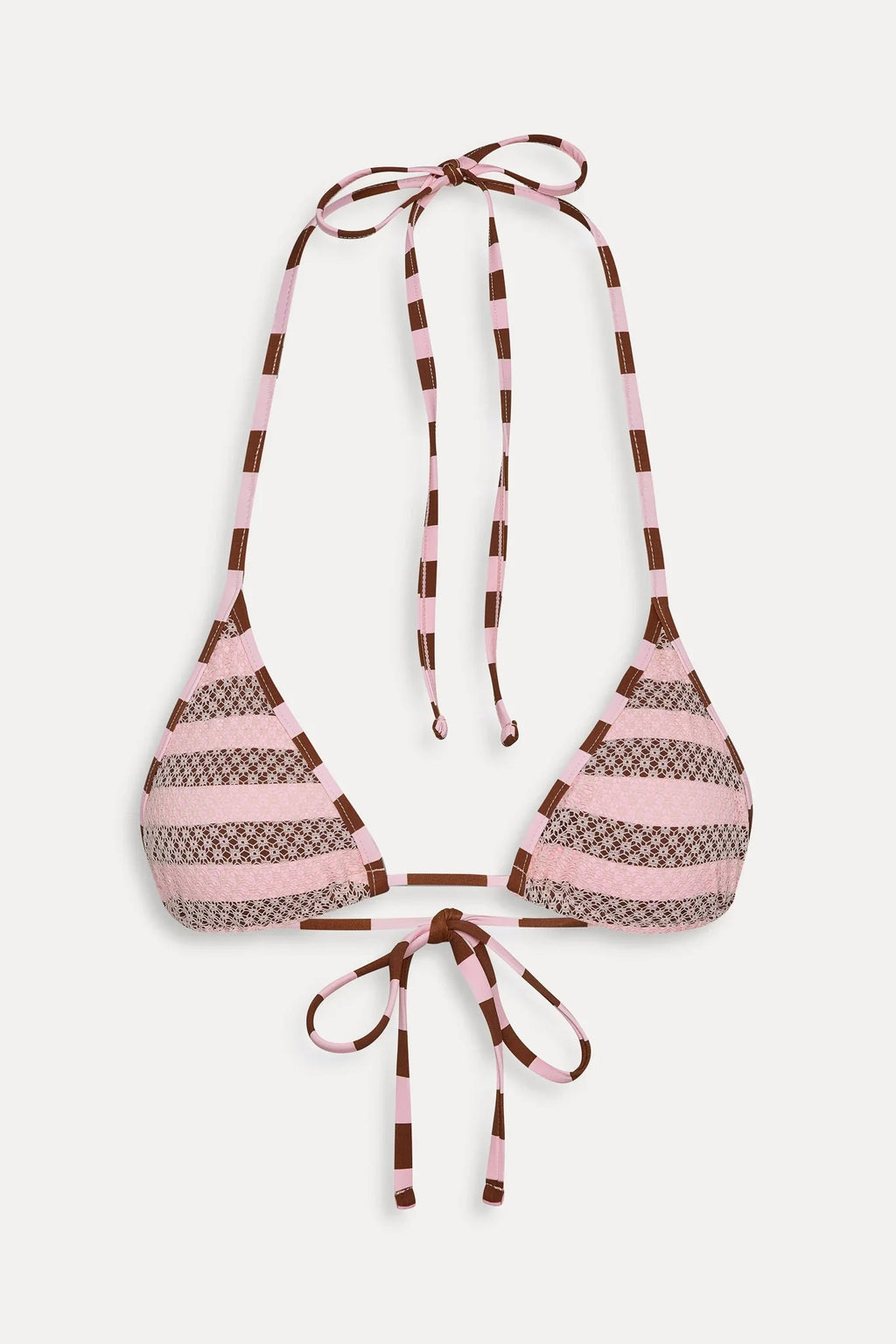 Nick Mesh Striped Bikini Top - Strawberry Chocolate