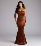Priscilla Formal Satin Strapless Mermaid Dress