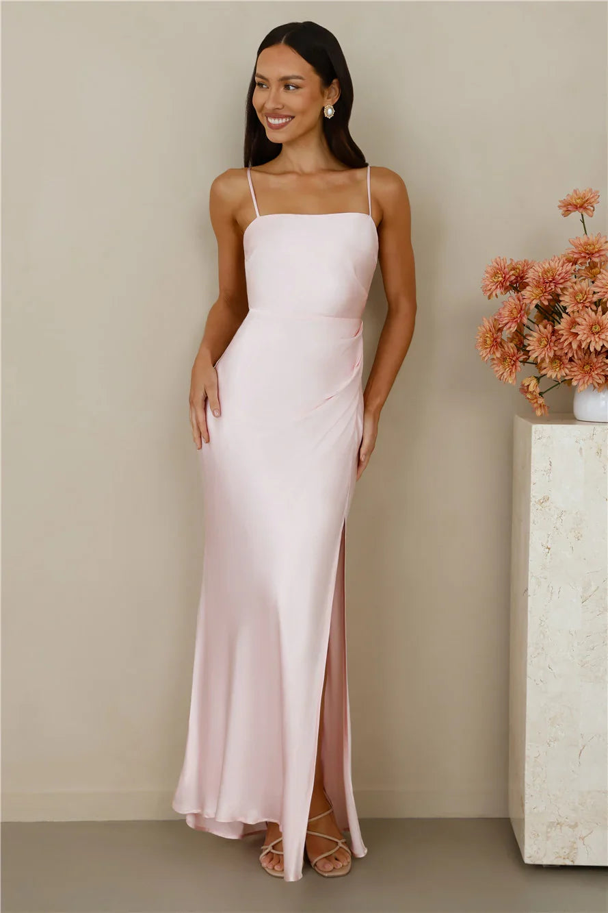 The Violetta Satin Maxi Dress Pink