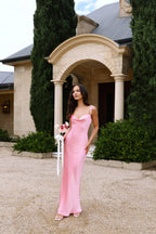 The Penelope Cowl Satin Maxi Dress Candy