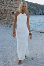 ADALEE RUFFLE TEXTURE MAXI DRESS - WHITE