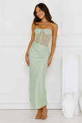 Sunbeam Serenade Strapless Mesh Maxi Dress Green