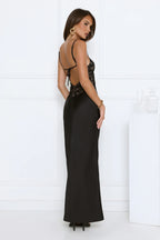 Signature Aura Satin Maxi Dress Black