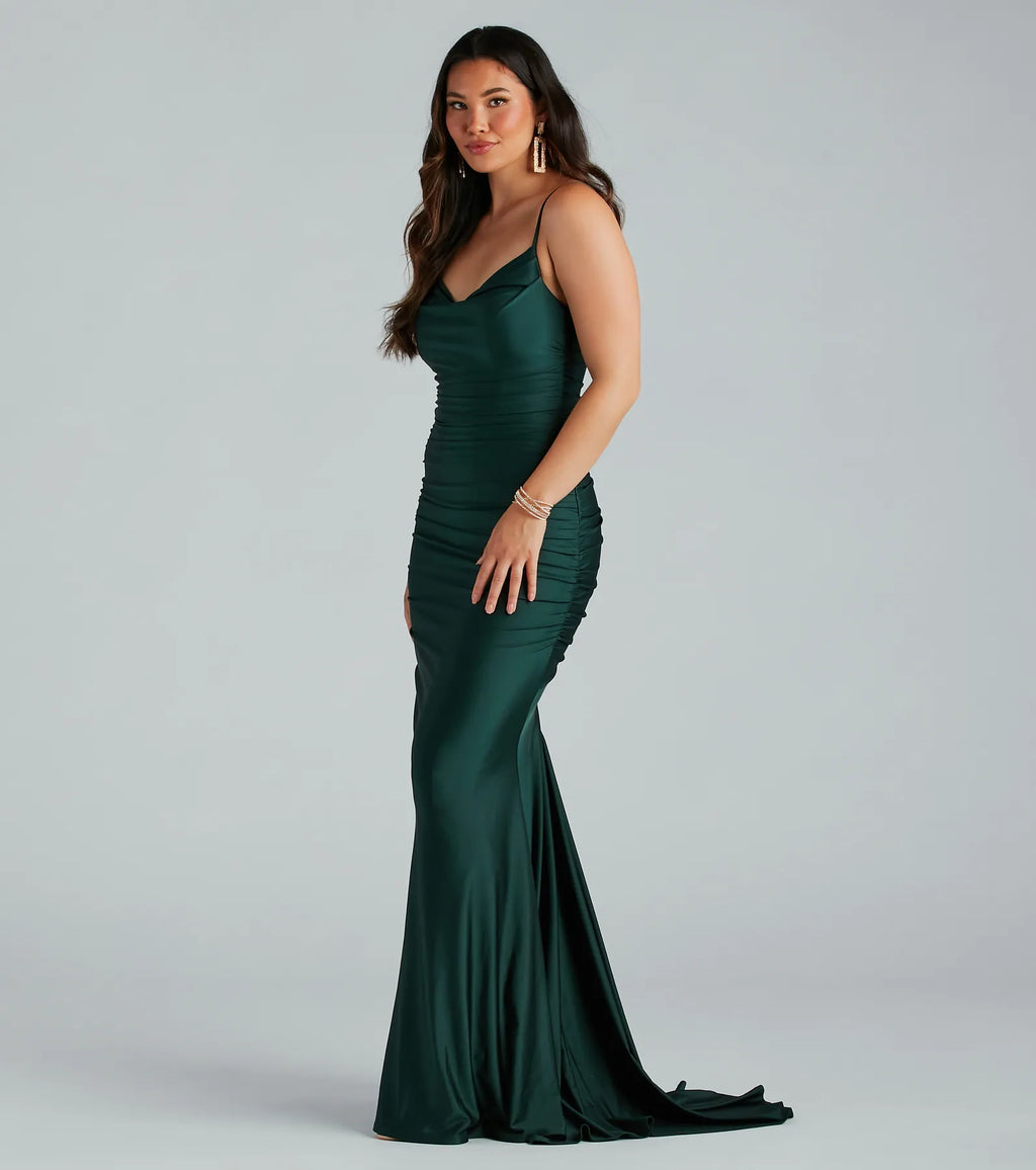 Jamie Formal Cowl Neck Mermaid Dress