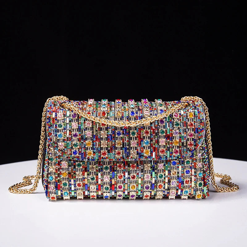 Vioraia Kristi Diamond Chain Crossbody Bag