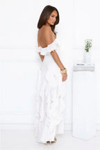 Village Of Sea Off Shoulder Maxi Dress White