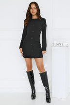 Winter Winner Long Sleeve Mini Dress Black