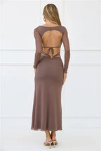 Thinking Pretty Long Sleeve Maxi Dress Mushroom