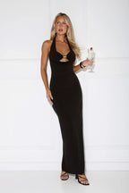 Wardrobe Elevated Halter Maxi Dress Black