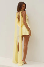 GABRIELLA COWL MINI DRESS - LEMON