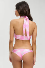Marina Satin Cheeky Bikini Bottom - Tropical Pink Polka Dot