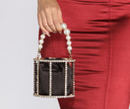 You Go Pearl Rhinestone And Pearl Basket Handbag