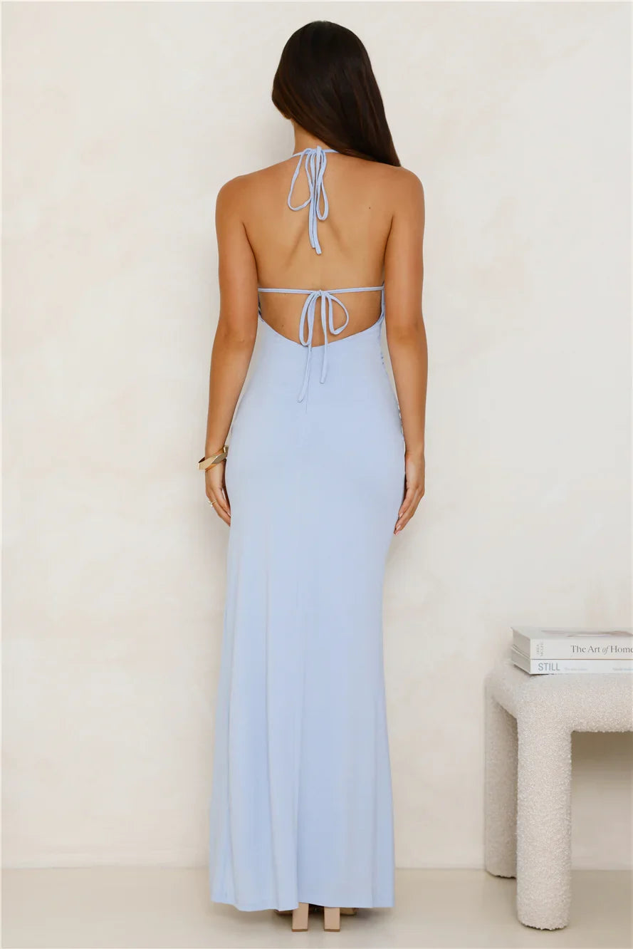 Art Of Attraction Halter Maxi Dress Blue