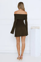 Iconic Angle Off Shoulder Mini Dress Khaki