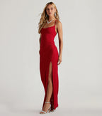Amirah Formal Glitter Cowl Neck Column Dress