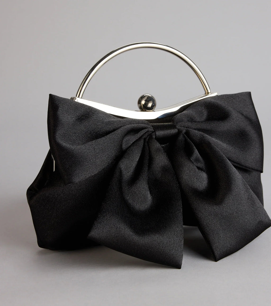 Sweet Luxe Satin Bow Clutch Purse