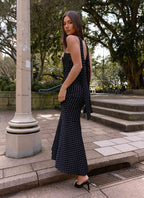 Under The Pagoda Maxi Dress - Black Polkadot