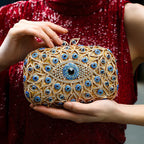 Vioraia Crystal Evil Eye Clutch Bag - Gold