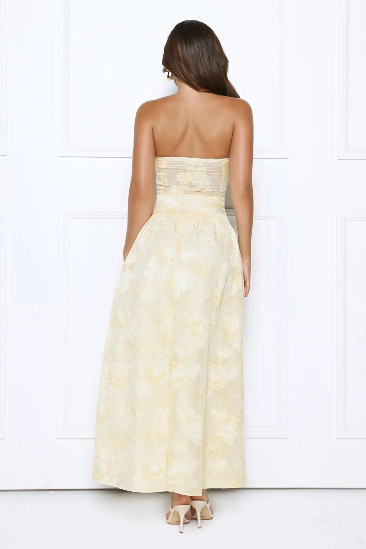 Gorgeous Temptation Strapless Maxi Dress Yellow
