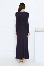 Sophisticated Silhouette Long Sleeve Maxi Dress Navy