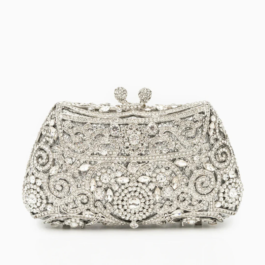 Vioraia Ayanne Crystal Covered Clutch Bag - Silver