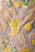 Severn | Yellow Embellished Floral Bandeau Maxi Dress