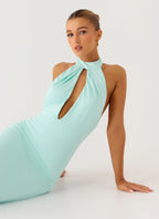 Mougleta Backless Maxi Dress - Aqua