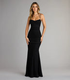 Jae Formal Mesh Ruched Mermaid Long Dress