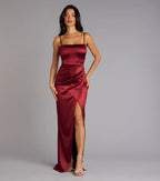 Mayra Formal Satin Slit Long Dress