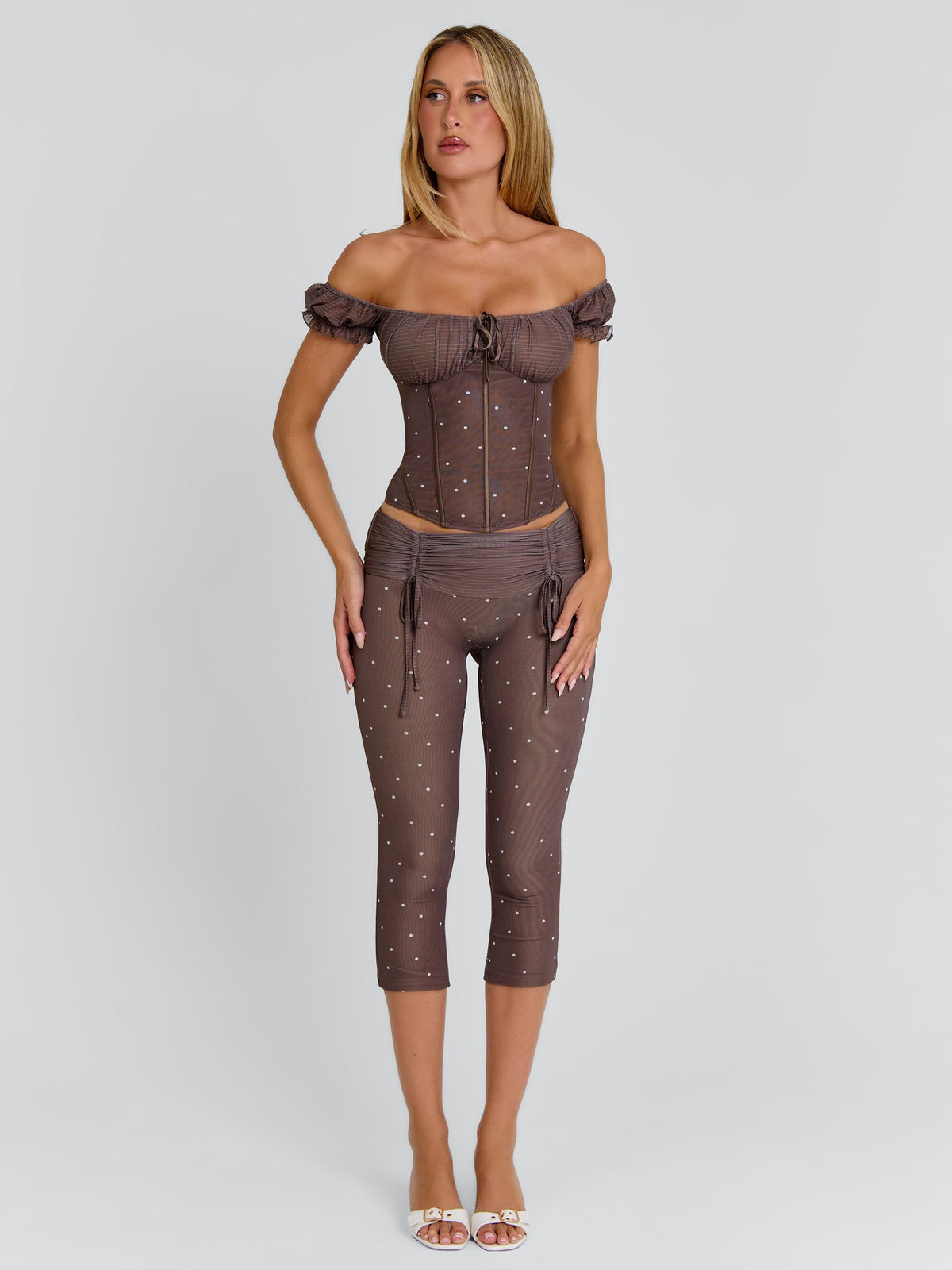 Corala Capri Pants Chocolate Polka Dot