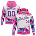 Custom Stitched Camo Purple Pink-White Paint Splatter Salute To Service Pullover Sweatshirt Hoodie