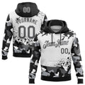 Custom Stitched Camo Steel Gray Black-White Paint Splatter Salute To Service Pullover Sweatshirt Hoodie