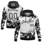 Custom Stitched Camo Steel Gray Black-White Paint Splatter Salute To Service Pullover Sweatshirt Hoodie