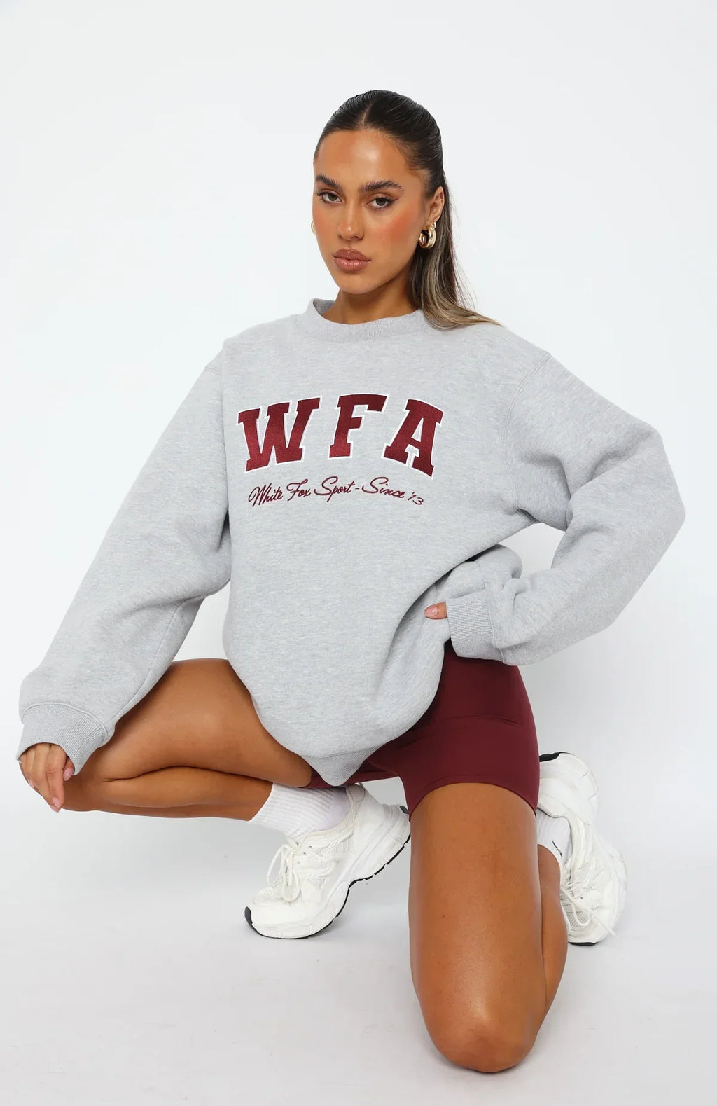 Sporty Girl Oversized Sweater Grey Marle