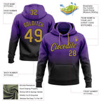 Custom Stitched Purple Old Gold-Black Fade Fashion Sports Pullover Sweatshirt Hoodie