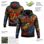 Custom Graffiti Pattern Red Black-Gold Colorful Paint Splatter Halftone Dots Pullover Sweatshirt Hoodie