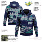 Custom Graffiti Pattern Gray Teal White-Navy Brush Strokes Paint Splatter Pullover Sweatshirt Hoodie