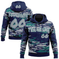 Custom Graffiti Pattern Gray Teal White-Navy Brush Strokes Paint Splatter Pullover Sweatshirt Hoodie