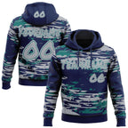 Custom Graffiti Pattern Gray Teal White-Navy Brush Strokes Paint Splatter Pullover Sweatshirt Hoodie