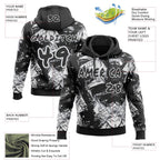Custom Graffiti Pattern Black White-Gray Geometric Shatter Scratch Splatter Pullover Sweatshirt Hoodie