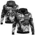 Custom Graffiti Pattern Black White-Gray Geometric Shatter Scratch Splatter Pullover Sweatshirt Hoodie