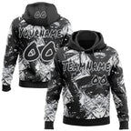 Custom Graffiti Pattern Black White-Gray Geometric Shatter Scratch Splatter Pullover Sweatshirt Hoodie