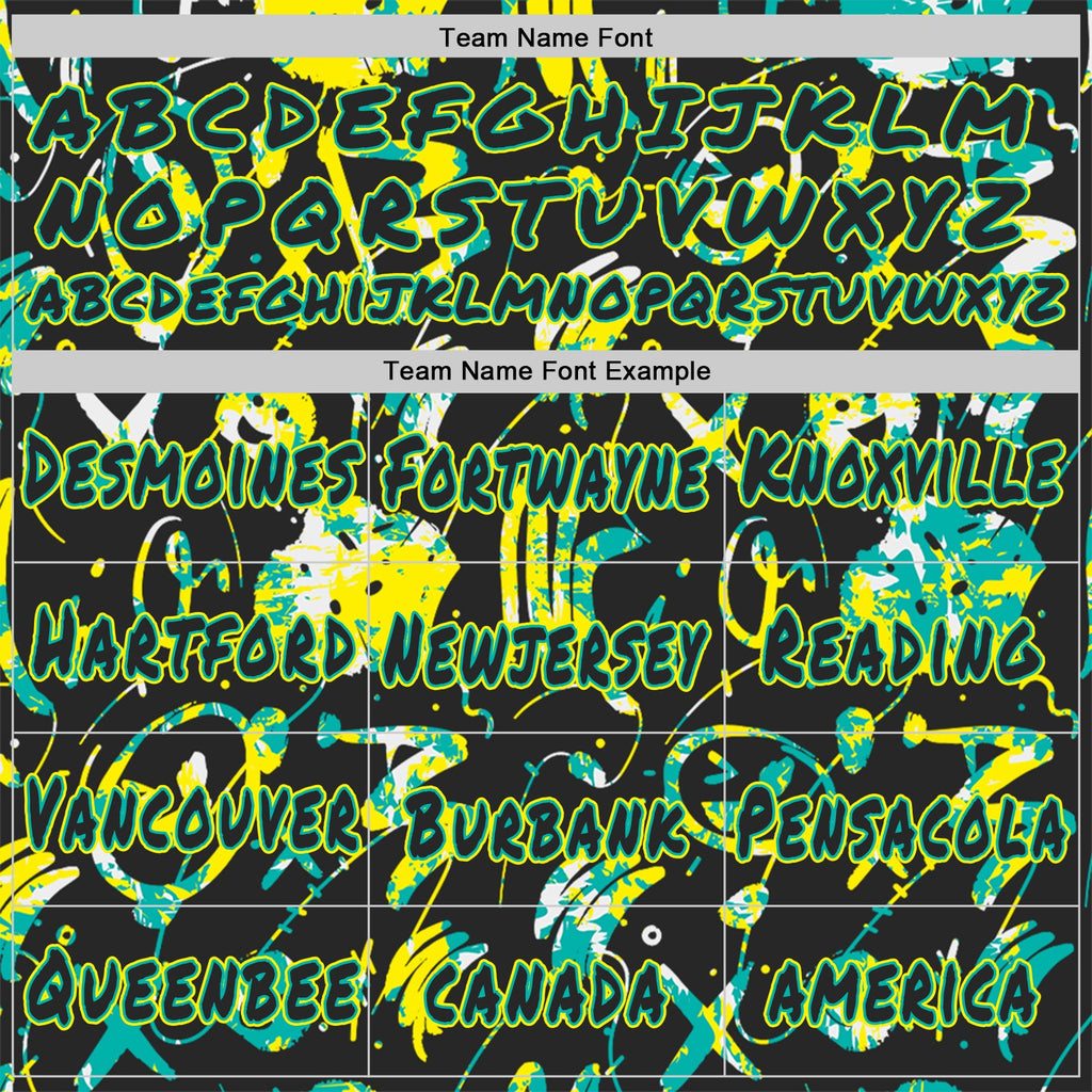 Custom Graffiti Pattern Black Aqua-Light Yellow Emoji Brush Stroke Splatter Pullover Sweatshirt Hoodie