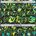 Custom Graffiti Pattern Black Aqua-Light Yellow Emoji Brush Stroke Splatter Pullover Sweatshirt Hoodie