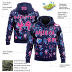 Custom Graffiti Pattern Pink Navy-White Emoji Brush Stroke Splatter Pullover Sweatshirt Hoodie