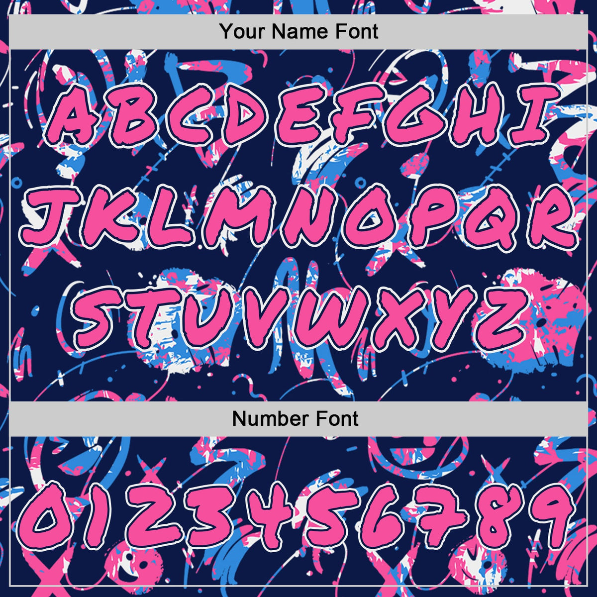 Custom Graffiti Pattern Pink Navy-White Emoji Brush Stroke Splatter Pullover Sweatshirt Hoodie